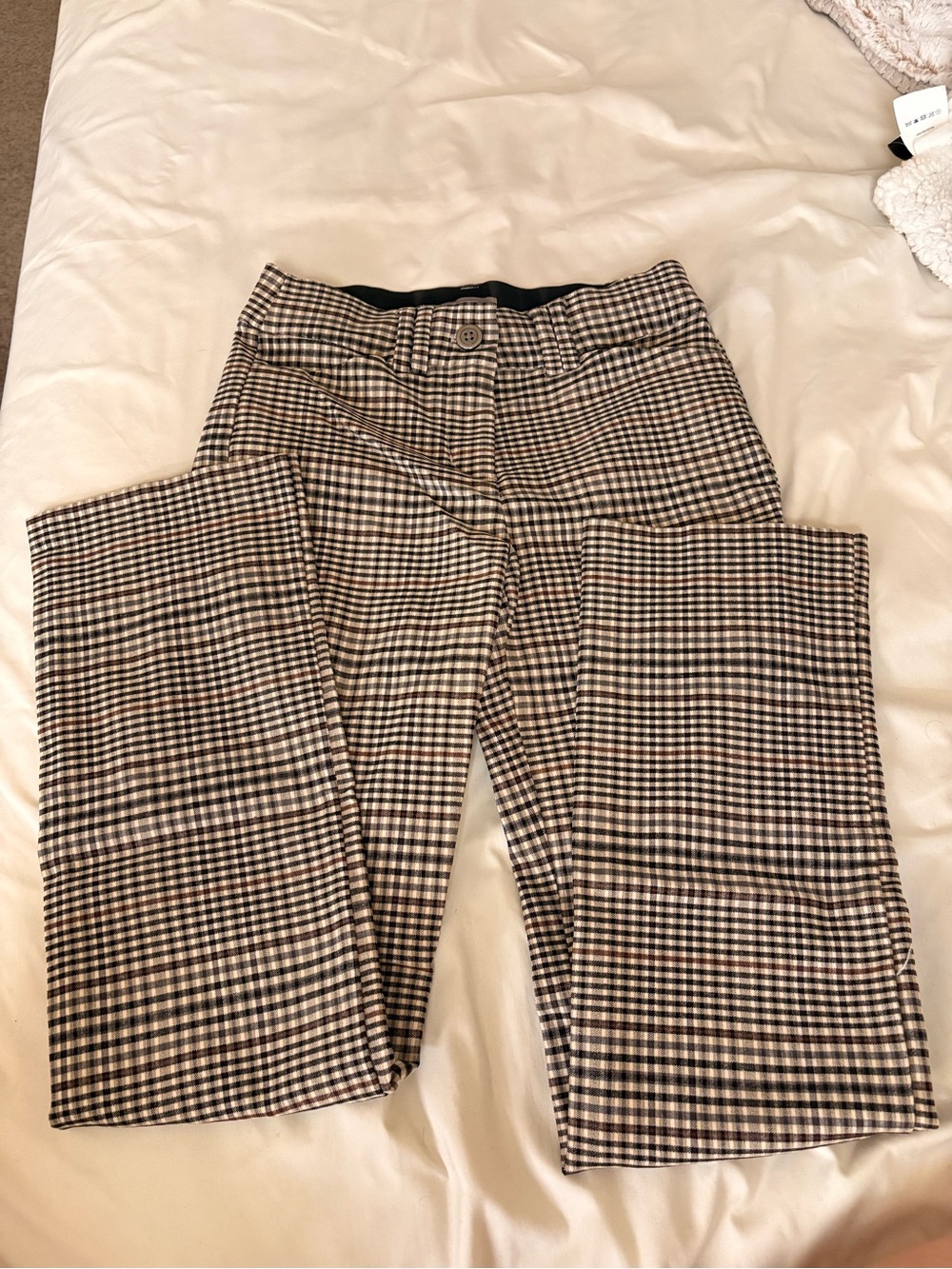 Maurices Straight-Leg Checked Pants - Black & Cream